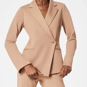 SPANX PERFECT ASYMMETRICAL TAILORED BLAZER Jacket Classic Toffee Revolve XS NWT